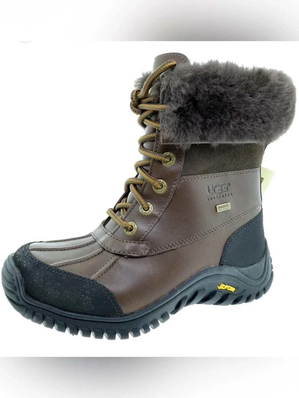 UGG Brown and Black Shearling-Lined Lace-Up Winter Boot